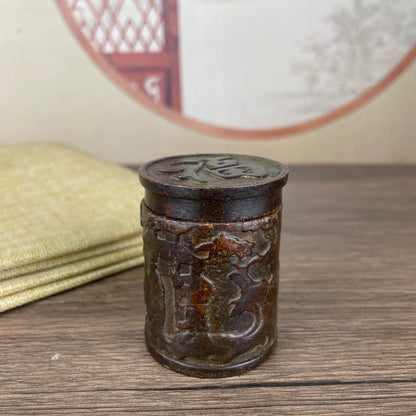 Exquisite Hand-Carved Small Jar - Perfect Gift for Antique Collectors & Home Decor