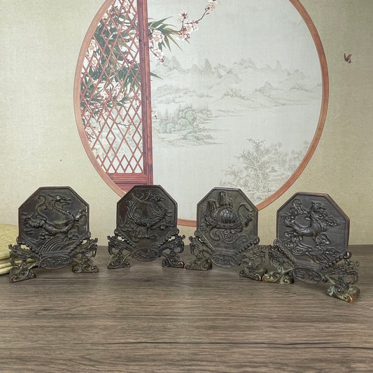 Exquisite Four Guardians Bagua Ornaments Set - Handcrafted Antique Decor