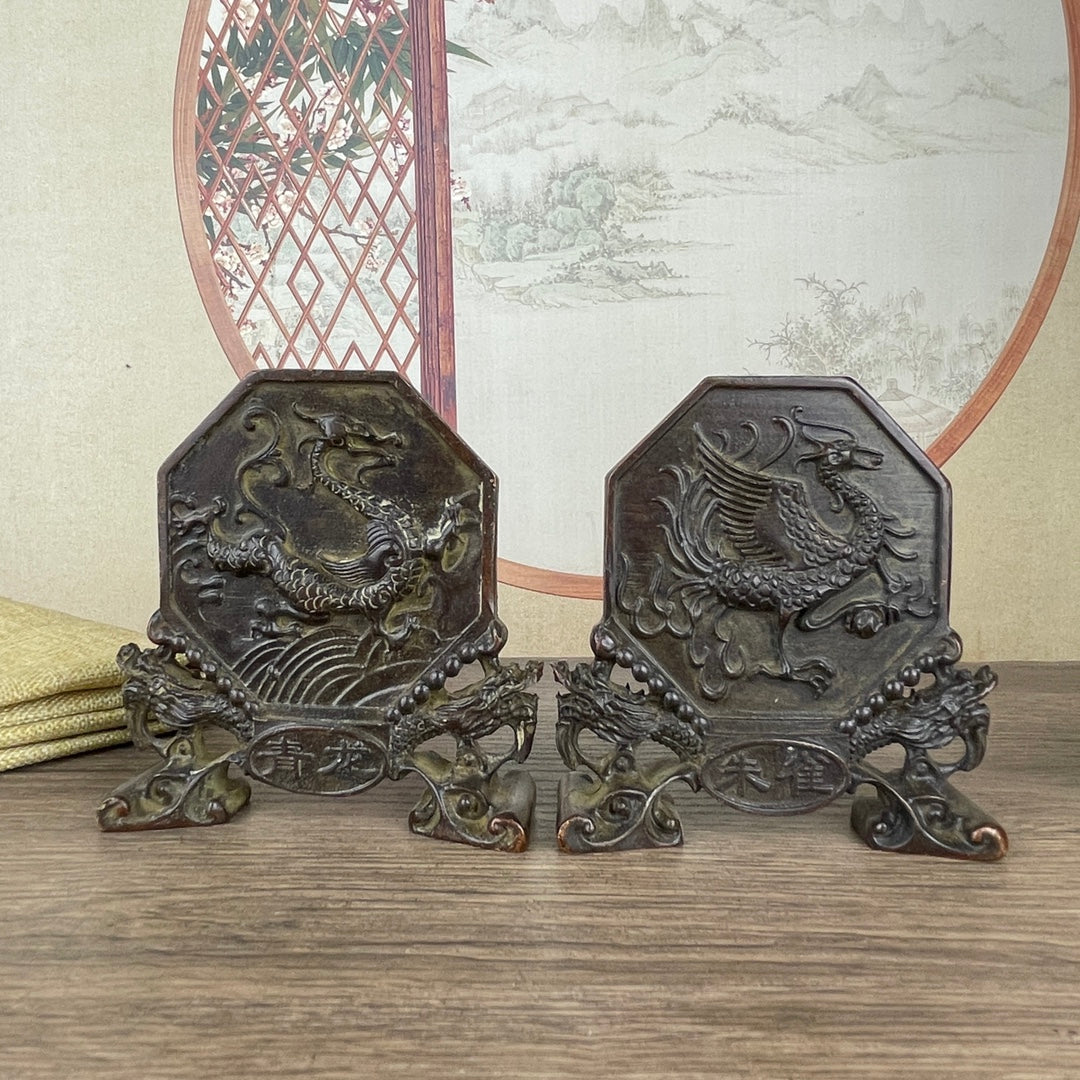 Exquisite Four Guardians Bagua Ornaments Set - Handcrafted Antique Decor