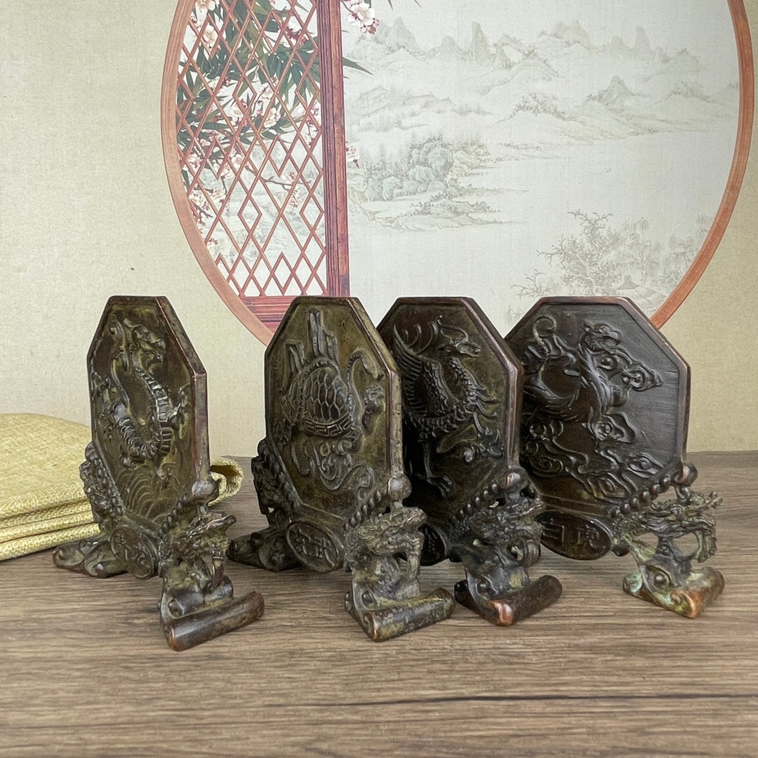 Exquisite Four Guardians Bagua Ornaments Set - Handcrafted Antique Decor