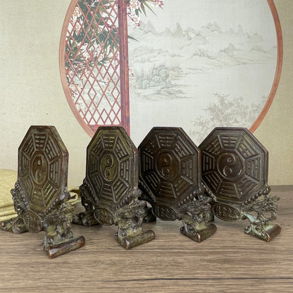 Exquisite Four Guardians Bagua Ornaments Set - Handcrafted Antique Decor