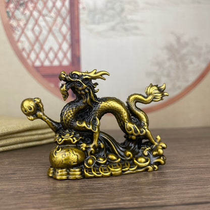 Exquisite Handcrafted Copper Dragon Statue - Unique Desktop Decor for Collectors and Interior Enthusiasts