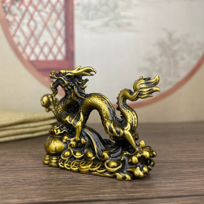 Exquisite Handcrafted Copper Dragon Statue - Unique Desktop Decor for Collectors and Interior Enthusiasts