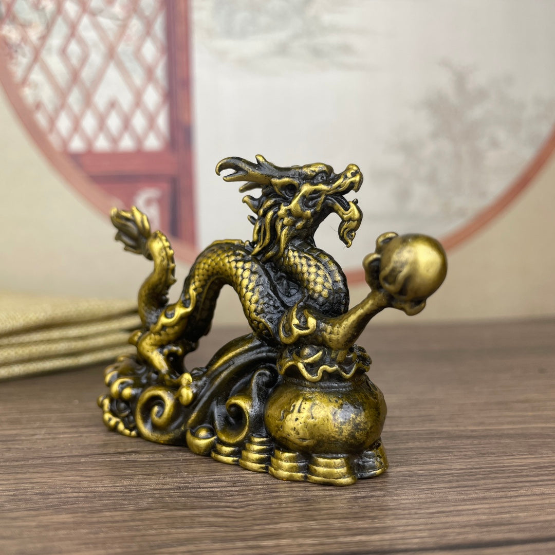 Exquisite Handcrafted Copper Dragon Statue - Unique Desktop Decor for Collectors and Interior Enthusiasts