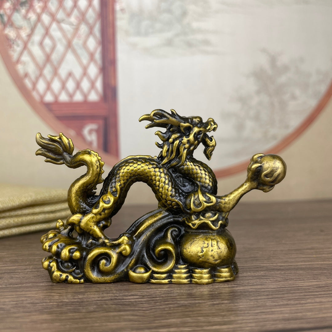 Exquisite Handcrafted Copper Dragon Statue - Unique Desktop Decor for Collectors and Interior Enthusiasts