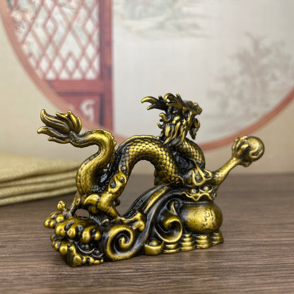 Exquisite Handcrafted Copper Dragon Statue - Unique Desktop Decor for Collectors and Interior Enthusiasts