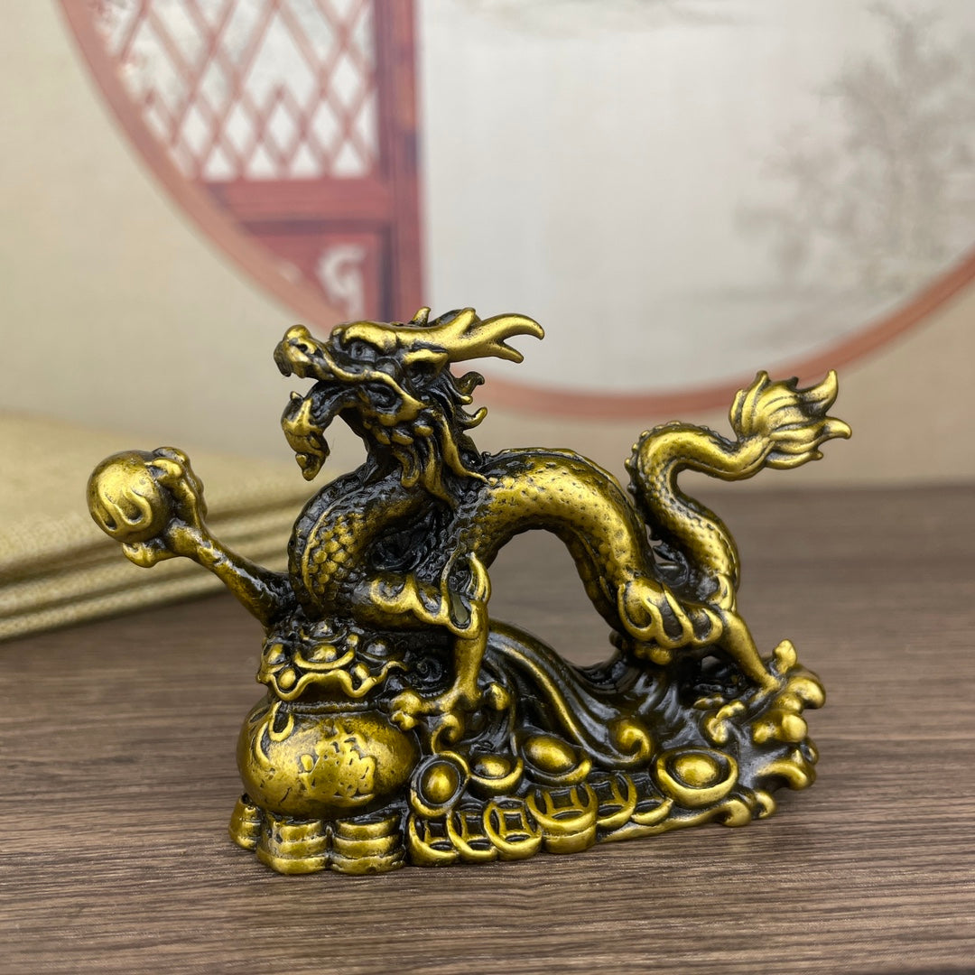 Exquisite Handcrafted Copper Dragon Statue - Unique Desktop Decor for Collectors and Interior Enthusiasts