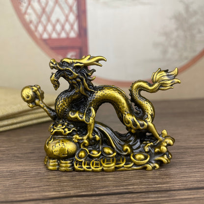 Exquisite Handcrafted Copper Dragon Statue - Unique Desktop Decor for Collectors and Interior Enthusiasts