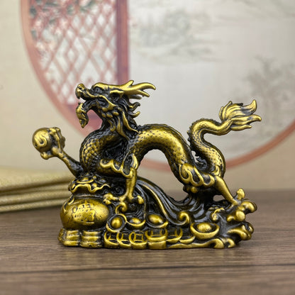 Exquisite Handcrafted Copper Dragon Statue - Unique Desktop Decor for Collectors and Interior Enthusiasts