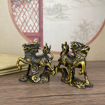 Exquisite Handcrafted Bronze Kirin Statues (Pair) - Unique Antique Collectibles & Home Decor