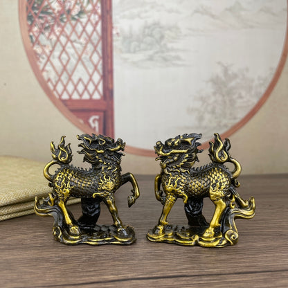 Exquisite Handcrafted Bronze Kirin Statues (Pair) - Unique Antique Collectibles & Home Decor