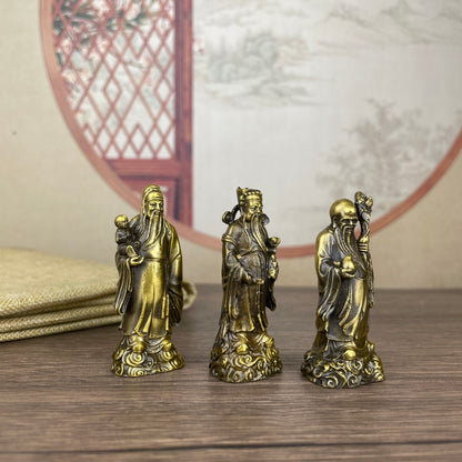 Exquisite Solid Bronze Fu Lu Shou Trio Statues - Handcrafted Masterpieces