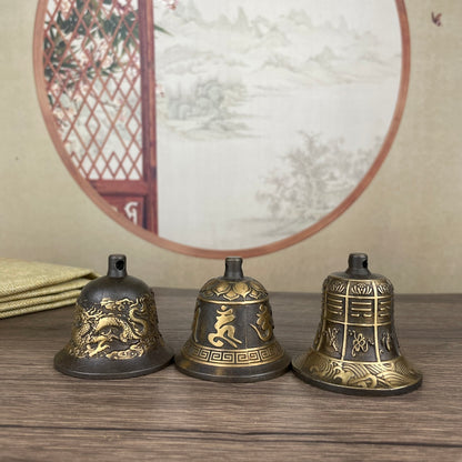 Exquisitely Carved Copper Bells - Set of Three