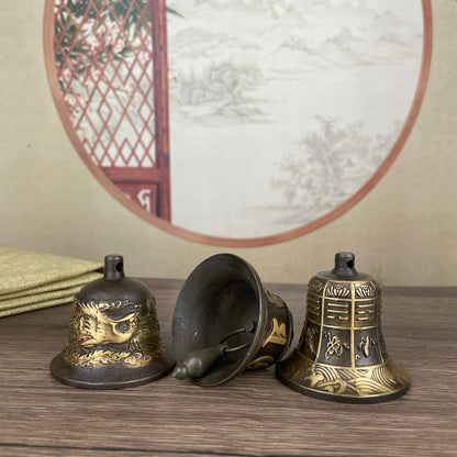 Exquisitely Carved Copper Bells - Set of Three