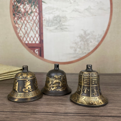 Exquisitely Carved Copper Bells - Set of Three