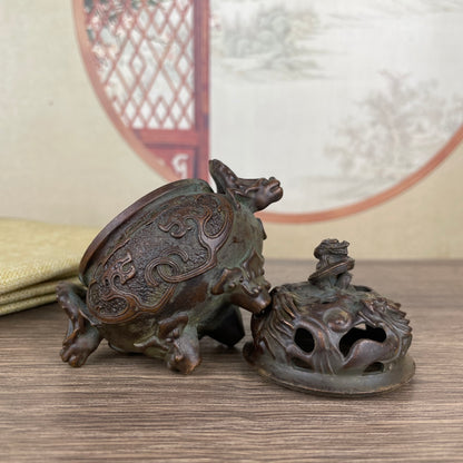 Large Double-Ear Dragon Incense Burner - Exquisite Handmade Craft and Unique Antique Design