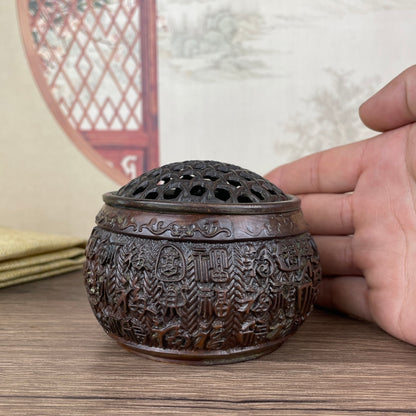 Exquisite Carved Incense Burner - Handcrafted Antique Collectible