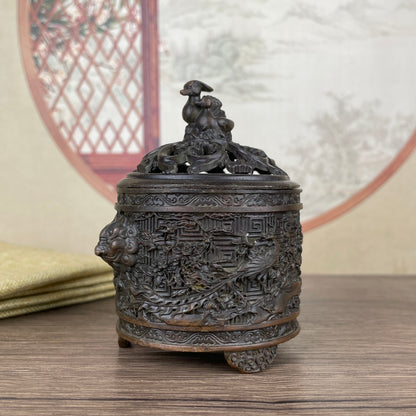 Exquisite Hand-Carved Incense Burner - Unique Gift for Antique Collectors