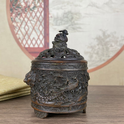 Exquisite Hand-Carved Incense Burner - Unique Gift for Antique Collectors