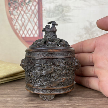 Exquisite Hand-Carved Incense Burner - Unique Gift for Antique Collectors