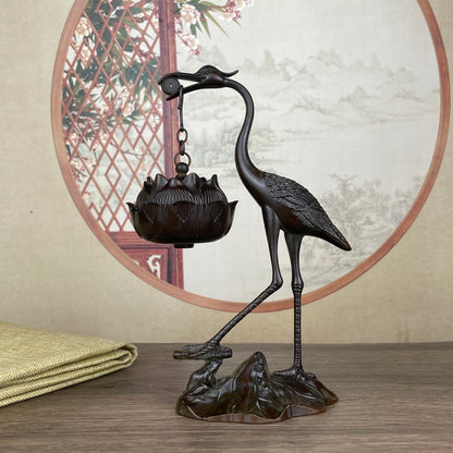 Exquisite Handcrafted Crane Sculpture Hanging Furnace - Unique Desktop Ornament