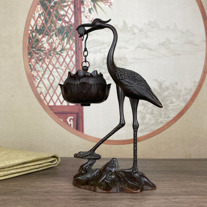 Exquisite Handcrafted Crane Sculpture Hanging Furnace - Unique Desktop Ornament