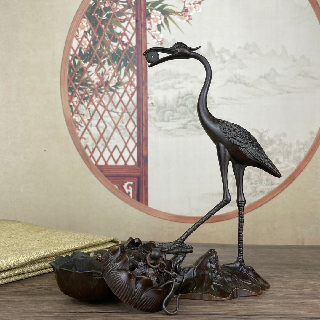 Exquisite Handcrafted Crane Sculpture Hanging Furnace - Unique Desktop Ornament