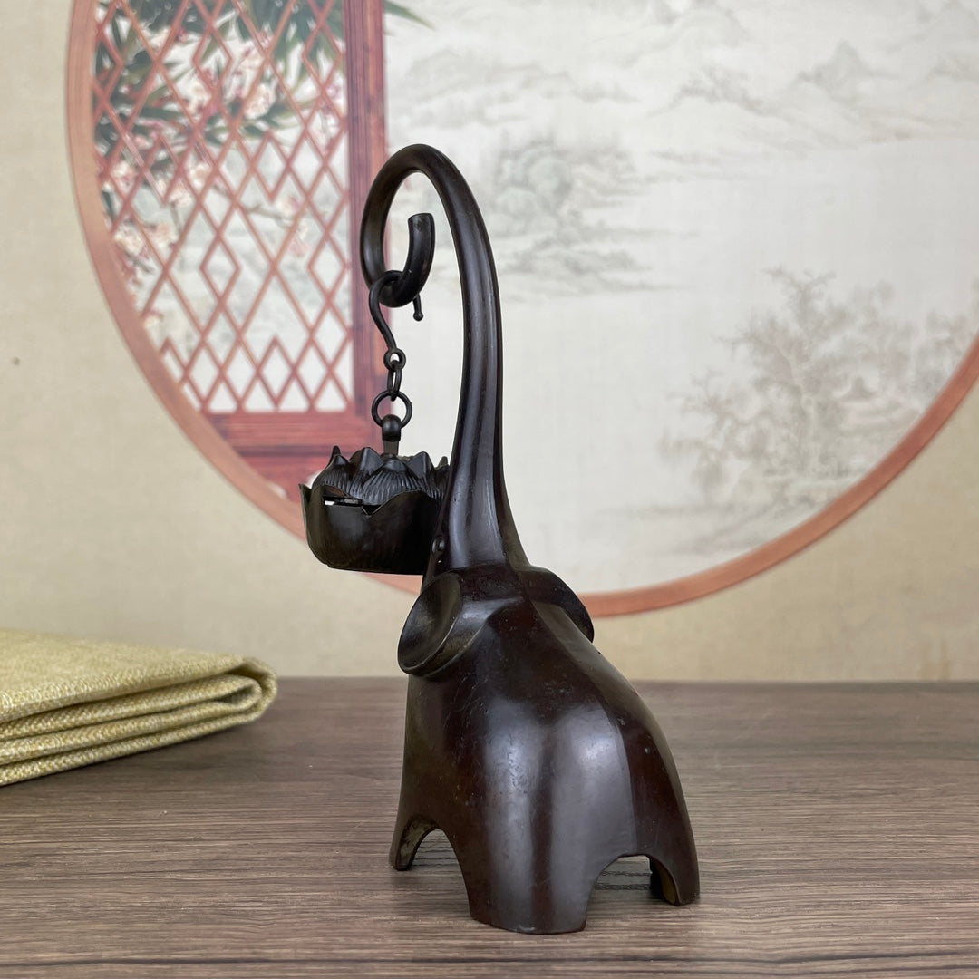 Exquisite Elephant Sculpture Incense Burner - Handcrafted Desktop Decor