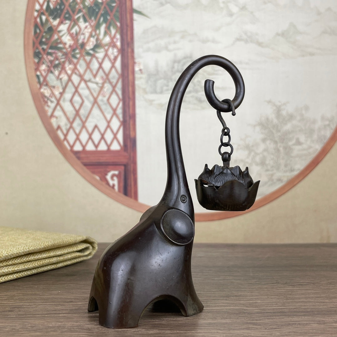 Exquisite Elephant Sculpture Incense Burner - Handcrafted Desktop Decor