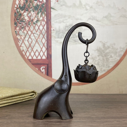 Exquisite Elephant Sculpture Incense Burner - Handcrafted Desktop Decor