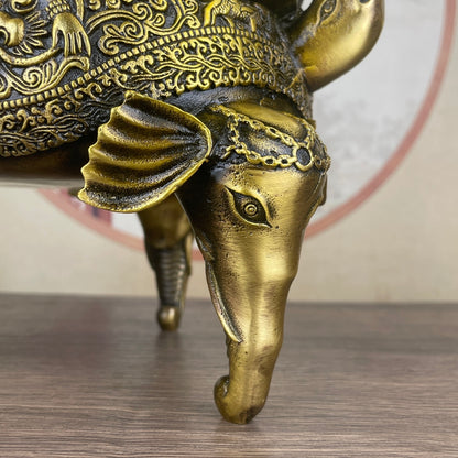 Exquisite Handcrafted Copper Three-Legged Elephant Head Incense Burner - Unique Gift for Collectors and Decor Enthusiasts