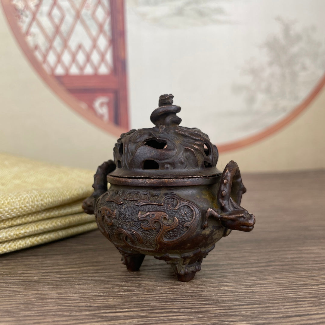 Exquisite Hand-Carved Three-Legged Incense Burner