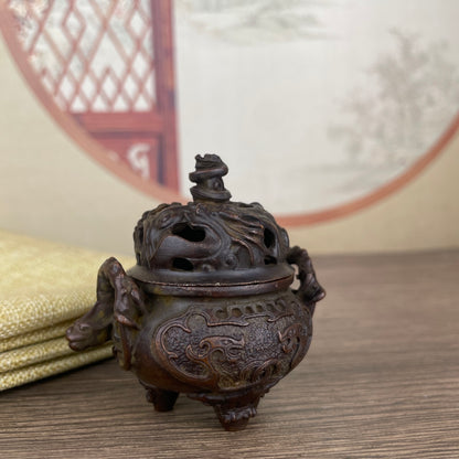 Exquisite Hand-Carved Three-Legged Incense Burner