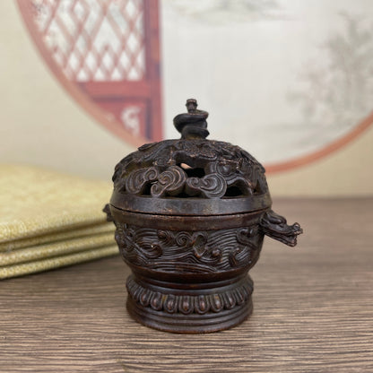 Exquisite Carved Incense Burner - Handcrafted, Rare Art Piece, Perfect Gift