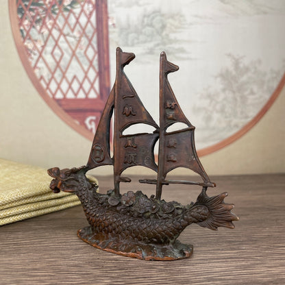 Exquisite Hand-Carved Sailboat Sculpture - Unique Gift for Collectors and Decor Enthusiasts