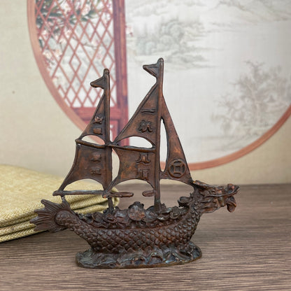 Exquisite Hand-Carved Sailboat Sculpture - Unique Gift for Collectors and Decor Enthusiasts