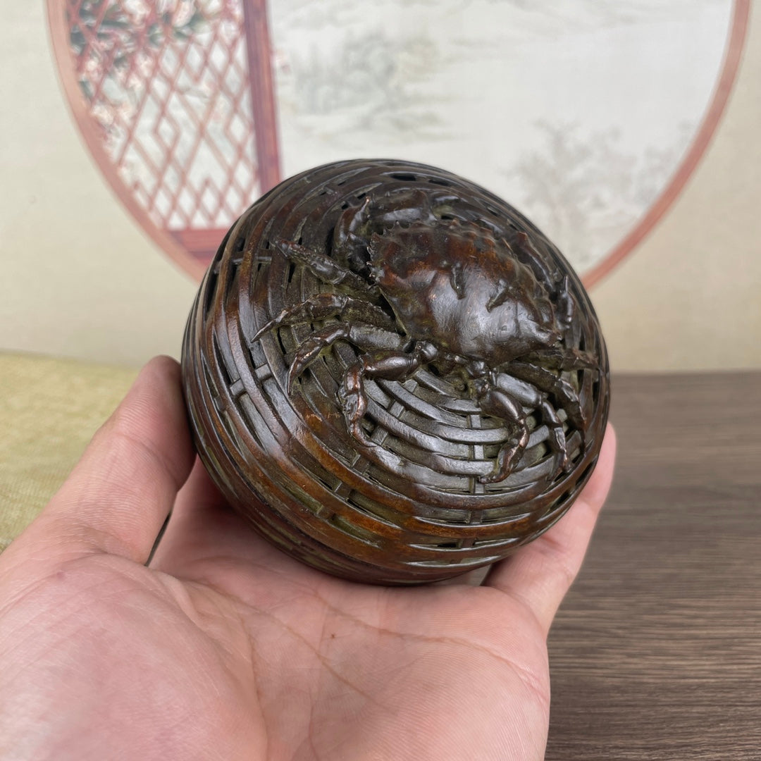 Handcrafted Crab and Cage Incense Burner - Exquisite Art Piece for Home and Office Decor