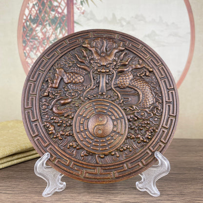 Exquisite Handmade Copper Dragon Eight Diagrams Blessing Plaque - Unique Collectible & Gift