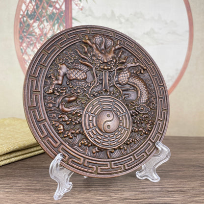 Exquisite Handmade Copper Dragon Eight Diagrams Blessing Plaque - Unique Collectible & Gift