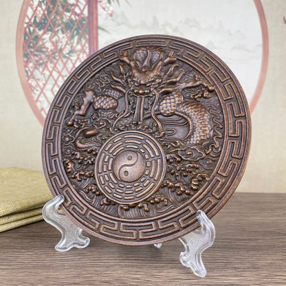 Exquisite Handmade Copper Dragon Eight Diagrams Blessing Plaque - Unique Collectible & Gift