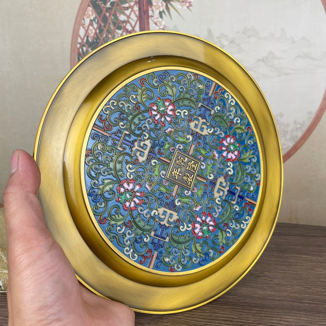 Exquisite Enamel Dragon Plate - Handcrafted Masterpiece for Collectors and Decor Enthusiasts