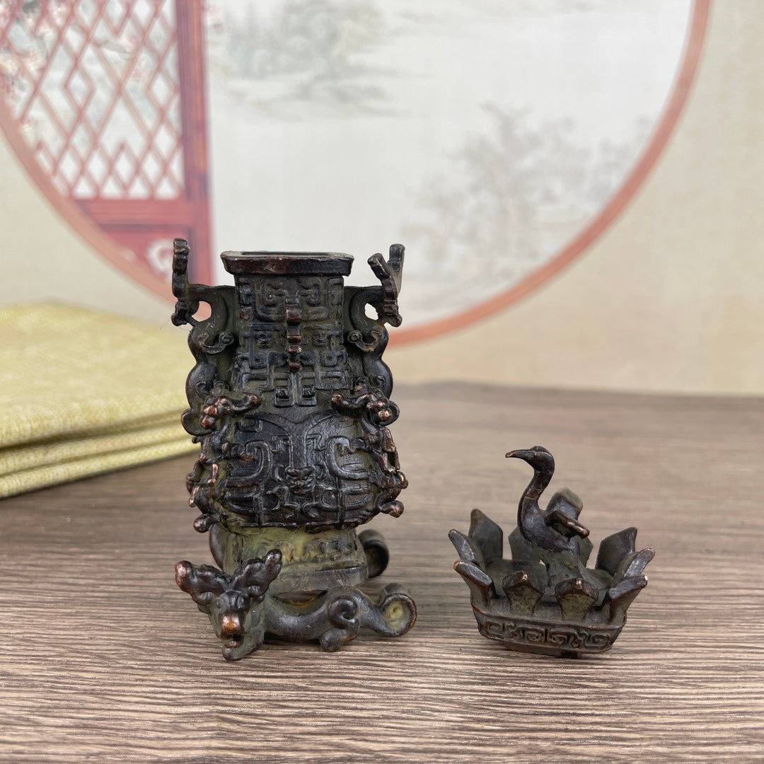 Exquisite Spring and Autumn Crane Lotus Square Pot - Handcrafted, Unique Gift, Rare Collectible