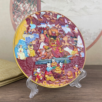 Exquisite Hand-Painted Five Gods Plate - Rare Unique Gift