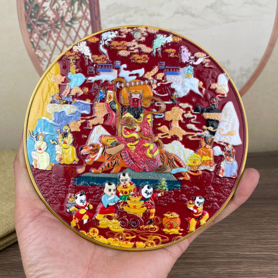 Exquisite Hand-Painted Five Gods Plate - Rare Unique Gift