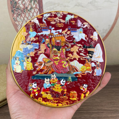 Exquisite Hand-Painted Five Gods Plate - Rare Unique Gift