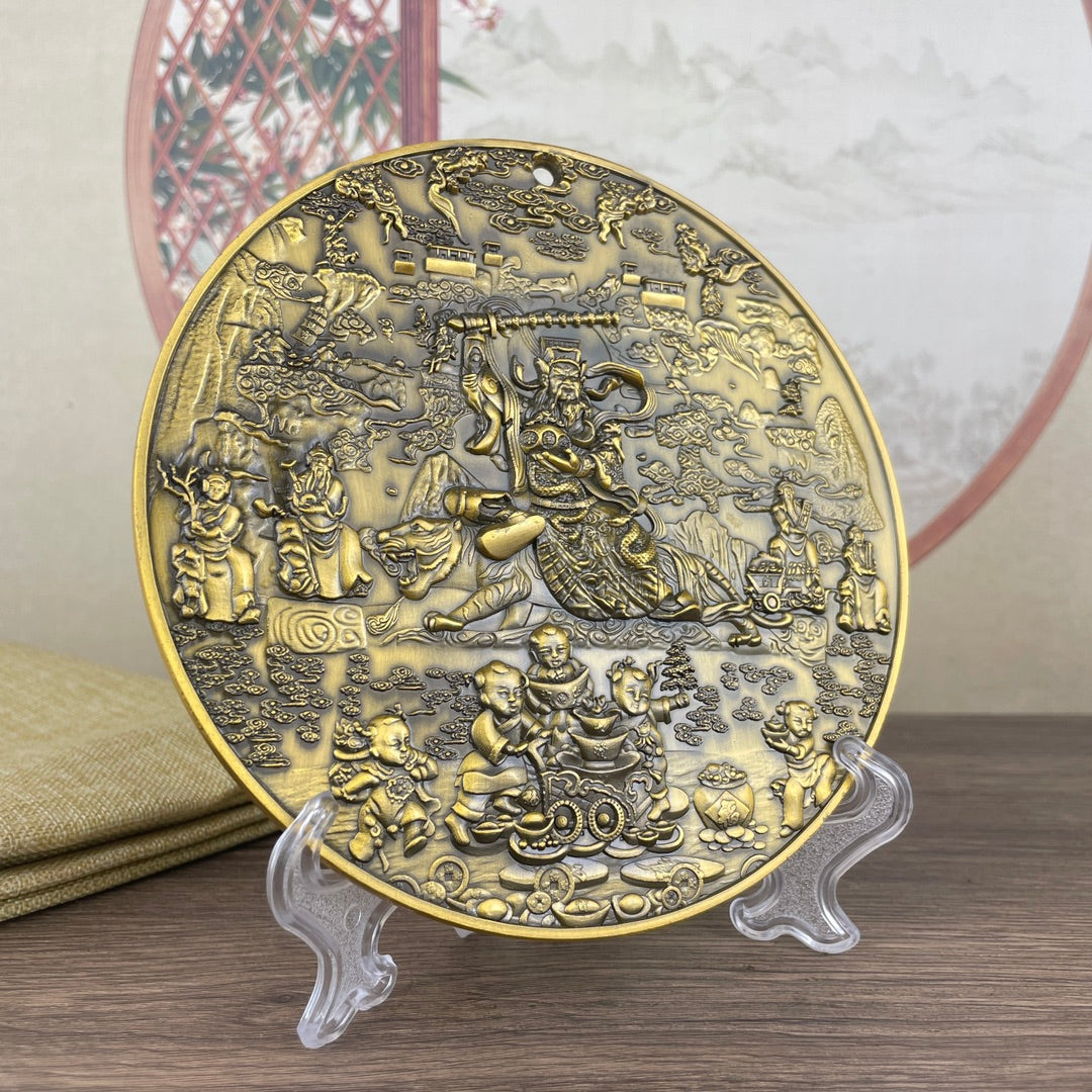 Five-Way Fortune God Plate - Exquisite Handmade Art Piece, Unique Gift & Collectible