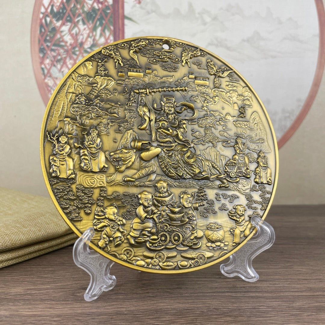 Five-Way Fortune God Plate - Exquisite Handmade Art Piece, Unique Gift & Collectible