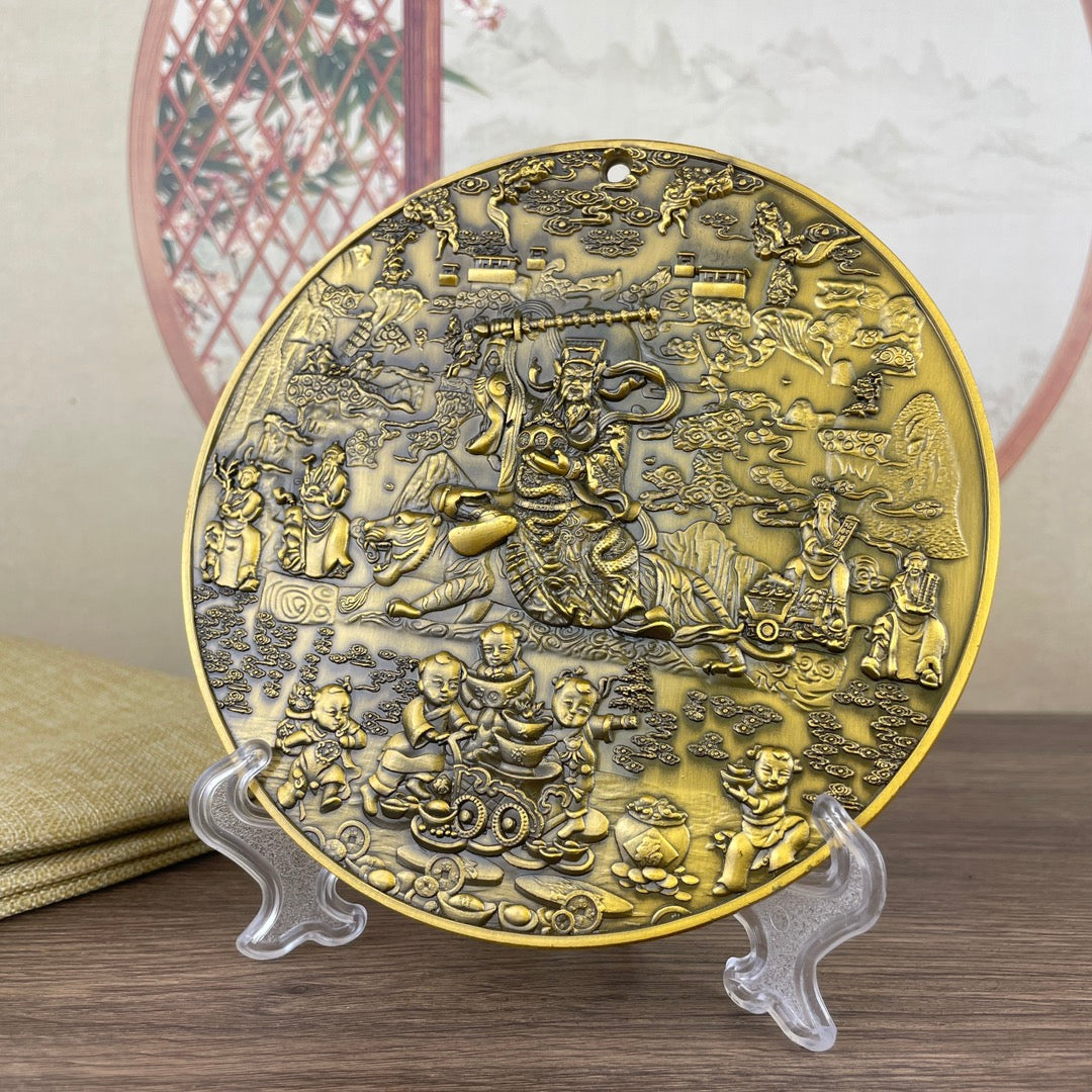 Five-Way Fortune God Plate - Exquisite Handmade Art Piece, Unique Gift & Collectible