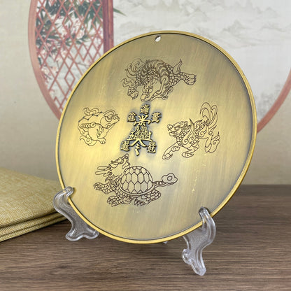 Five-Way Fortune God Plate - Exquisite Handmade Art Piece, Unique Gift & Collectible