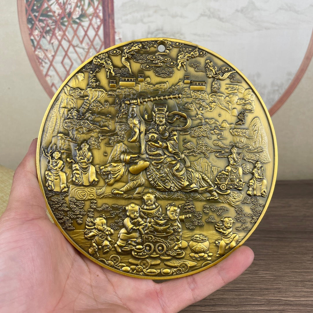 Five-Way Fortune God Plate - Exquisite Handmade Art Piece, Unique Gift & Collectible